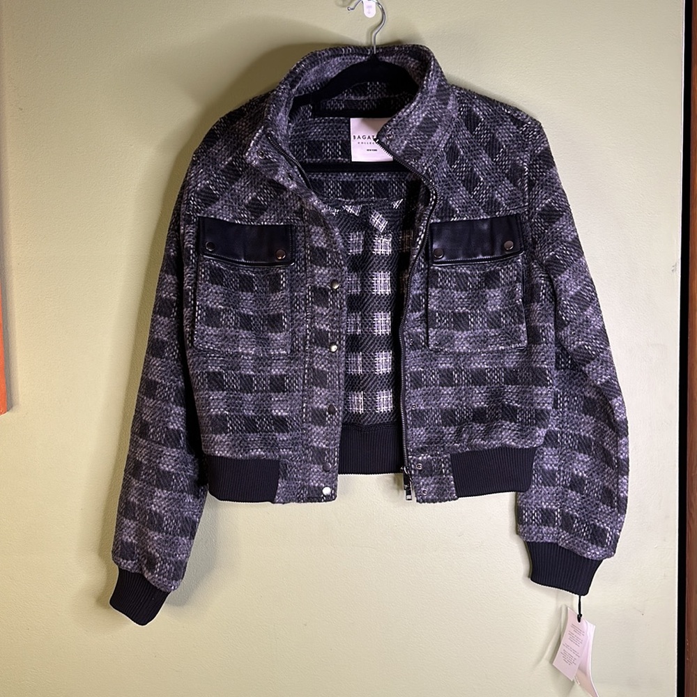 Bagatelle Plaid Jacket with Faux Leather Pockets